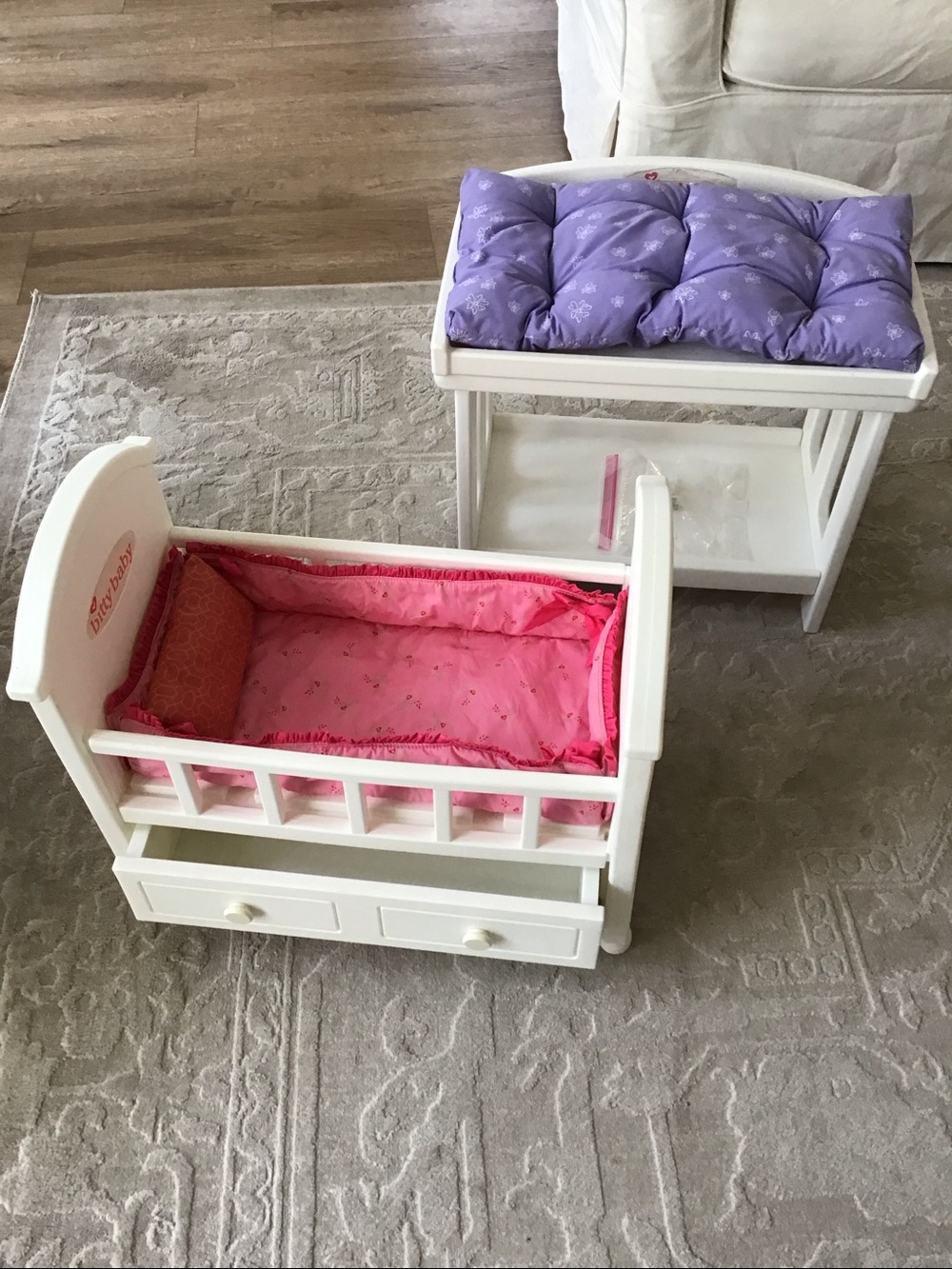 Retired American girl bitty baby nursery furniture + bedding